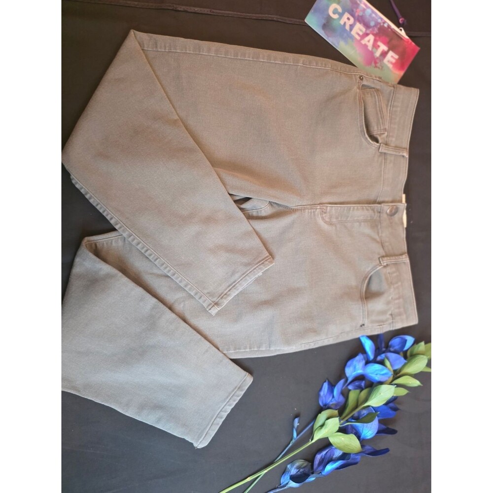 Knox Rose Classic Straight-Leg Pants in Light Taupe with stretch band Size 14